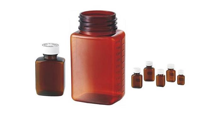 Square Amber PET Tablet Bottles with Child Resistant Screw Cap